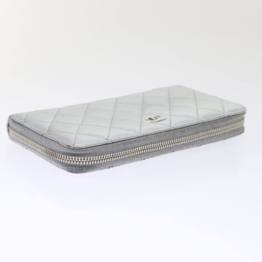 CHANEL Long Wallet Lamb Skin Silver CC Auth 49958A - Picture 5 of 16